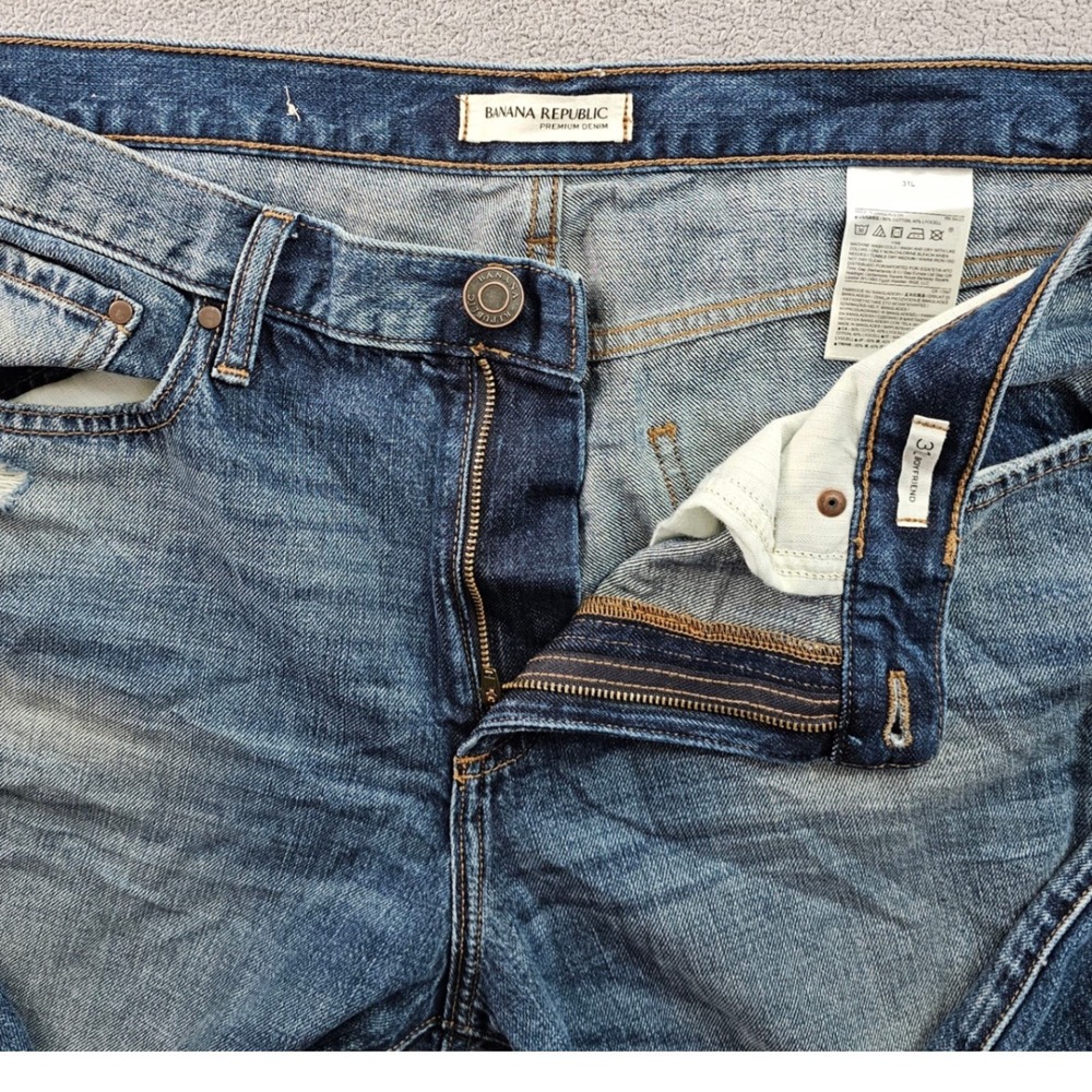 Banana Republic Boyfriend Jeans Men 31L Blue Premium Denim Streetwear Distressed - Picture 8 of 15